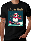 Skating Snowman Graphic Tee - Holiday Fun