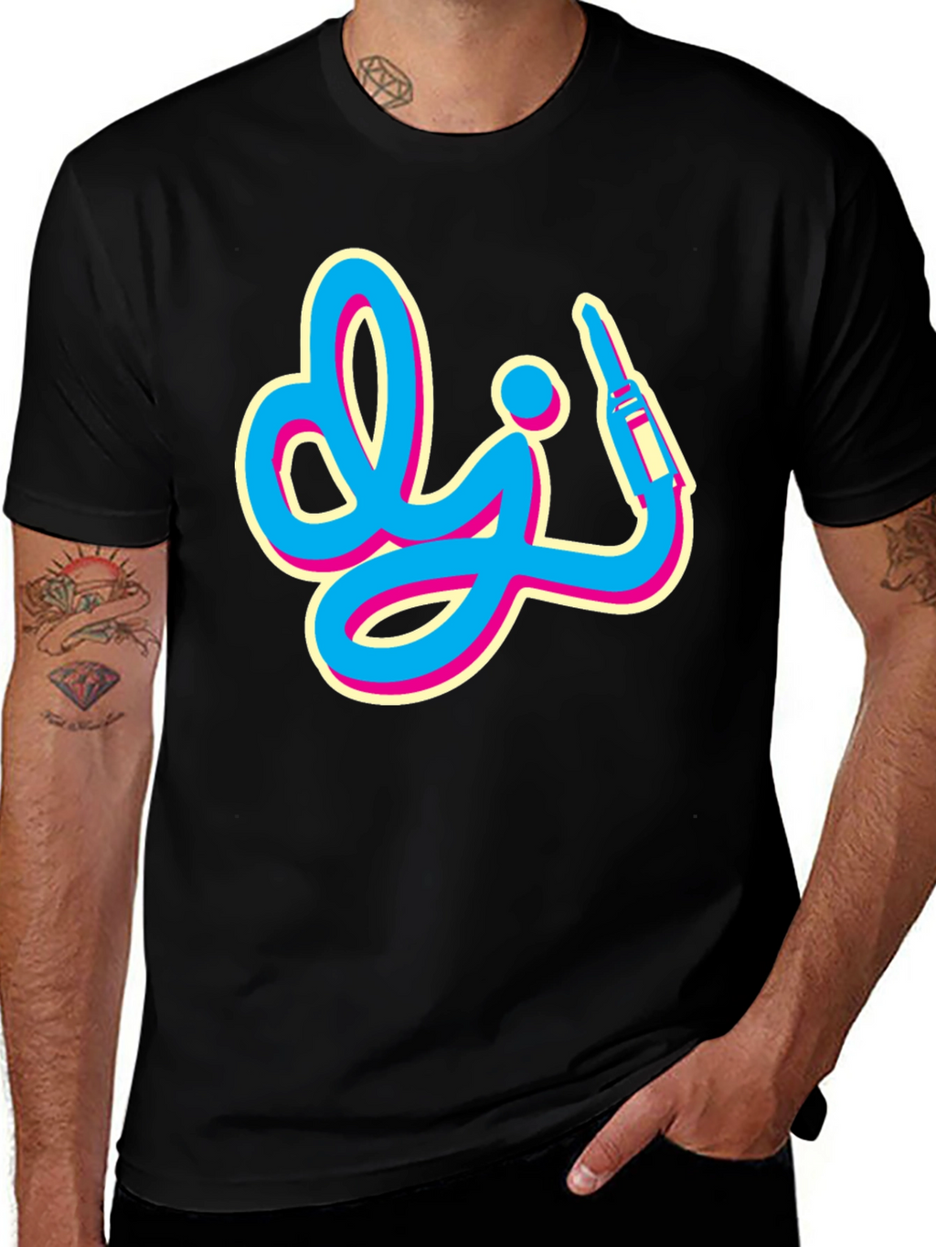 Retro DJ Graphic Tee - Black