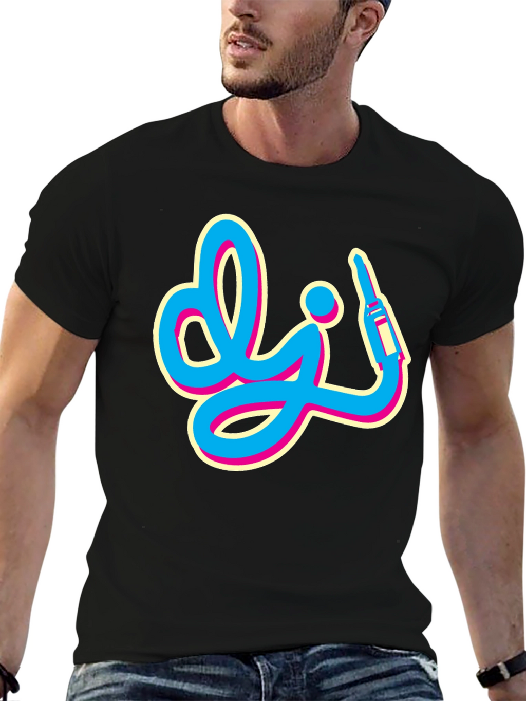 Retro DJ Graphic Tee - Black