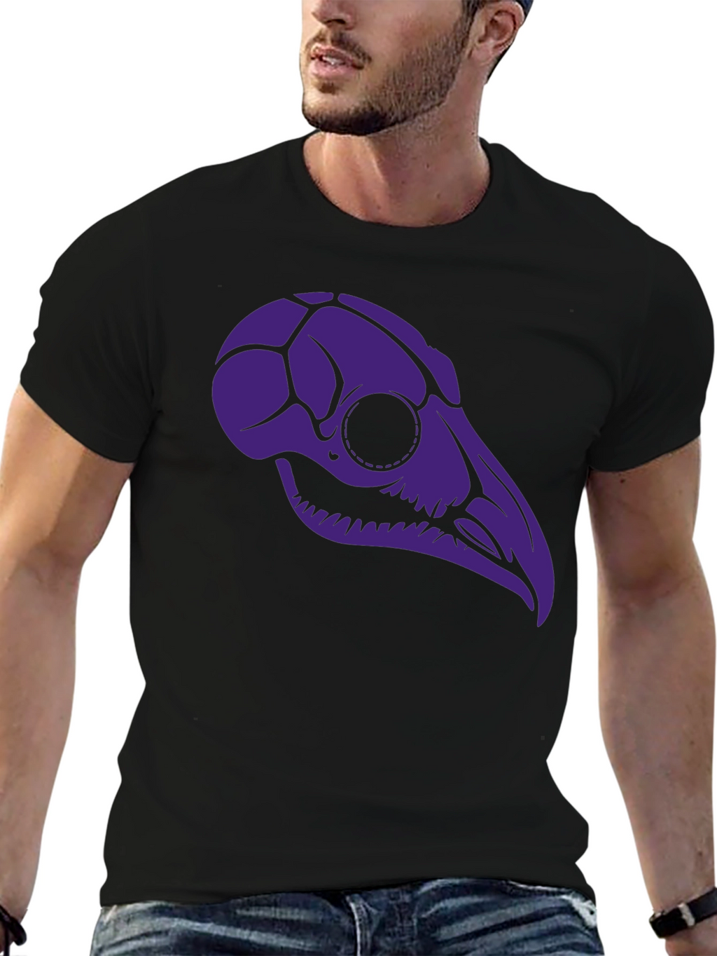 Raven Skull Graphic Tee - Black T-Shirt
