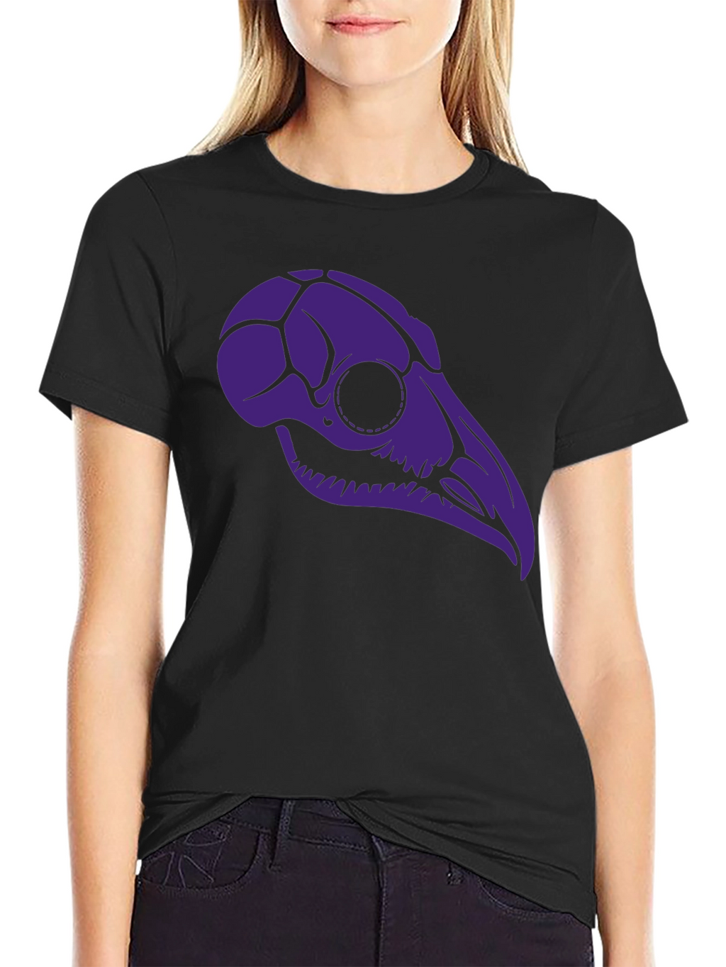 Raven Skull Graphic Tee - Black T-Shirt