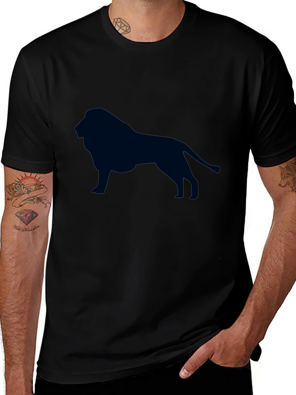 Lion Graphic Tee - Black Cotton