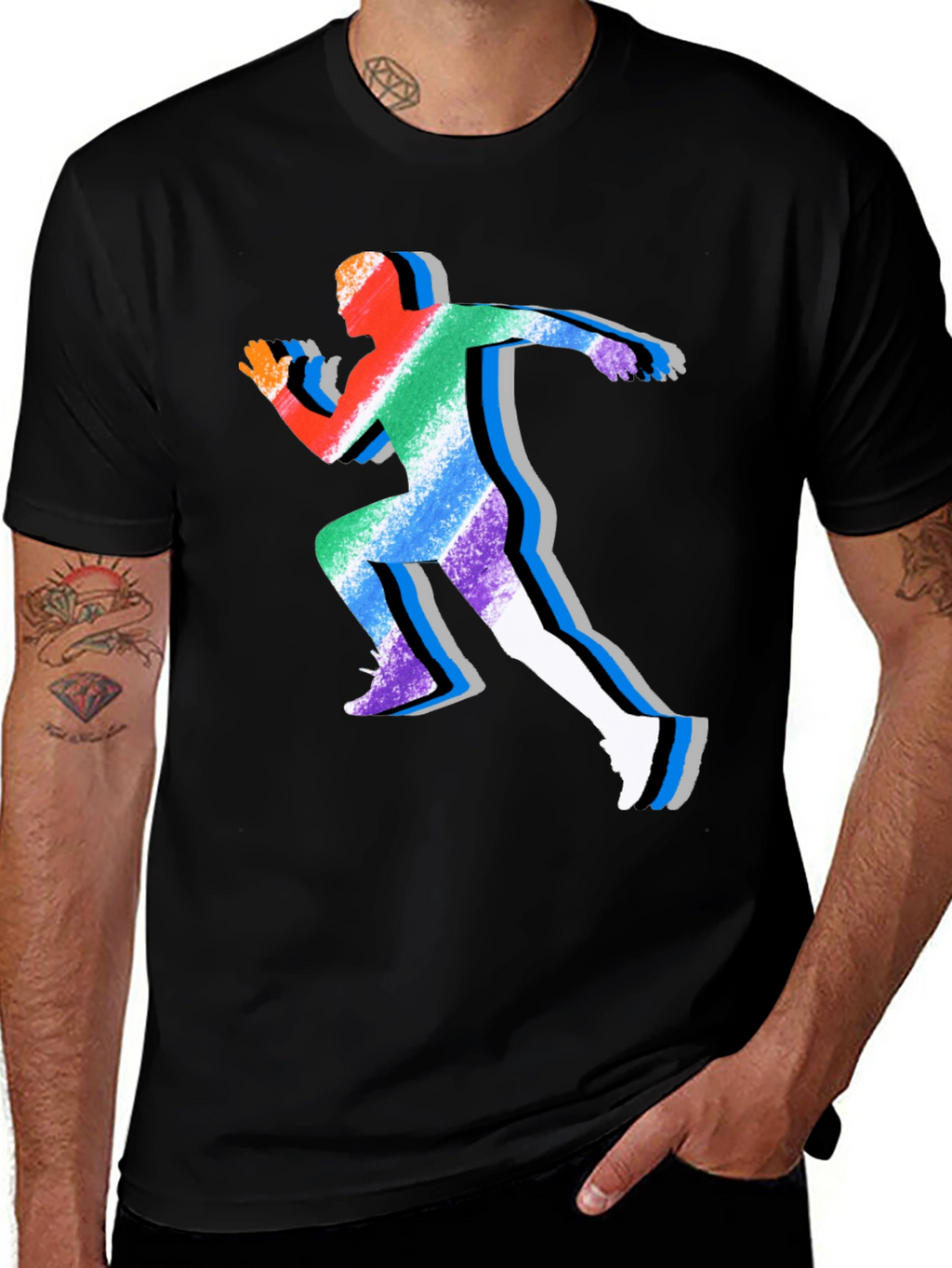 Rainbow Runner Graphic Tee - Stylish Athleisure Shirt