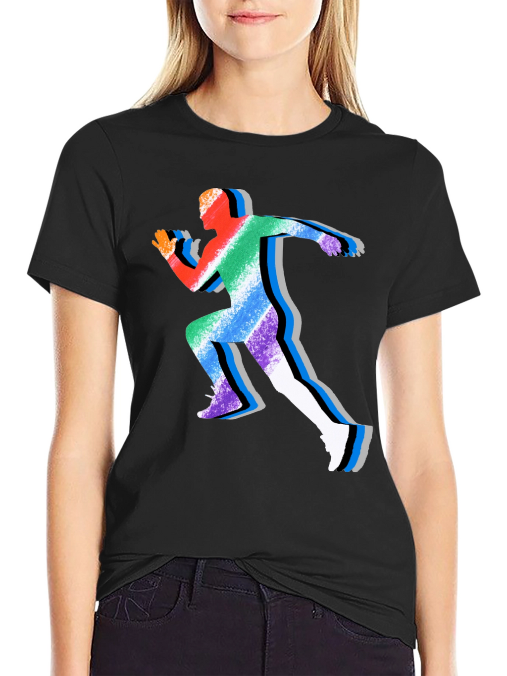 Rainbow Runner Graphic Tee - Stylish Athleisure Shirt