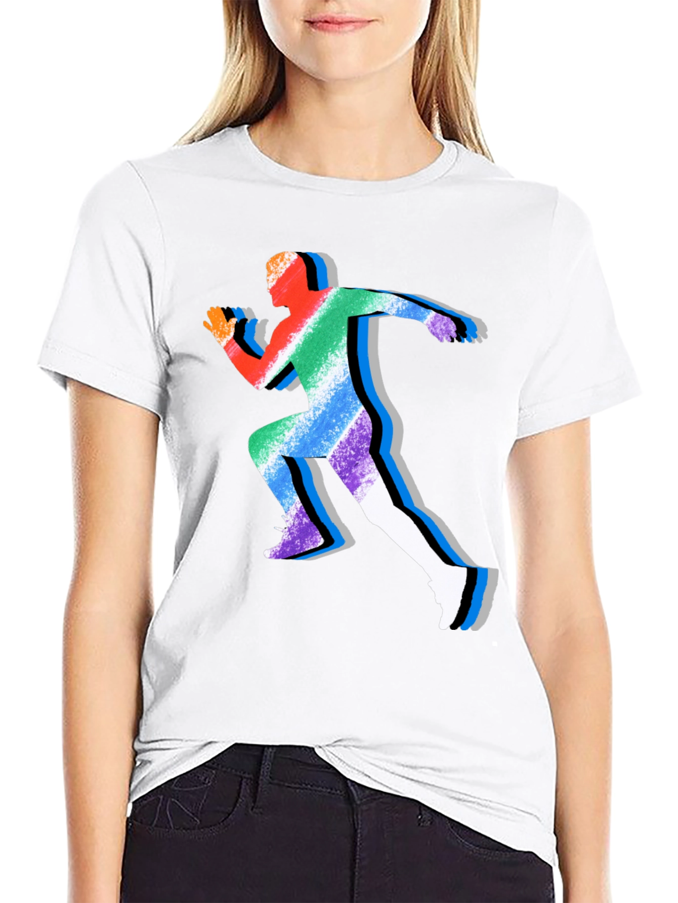 Rainbow Runner Graphic Tee - Stylish Athleisure Shirt