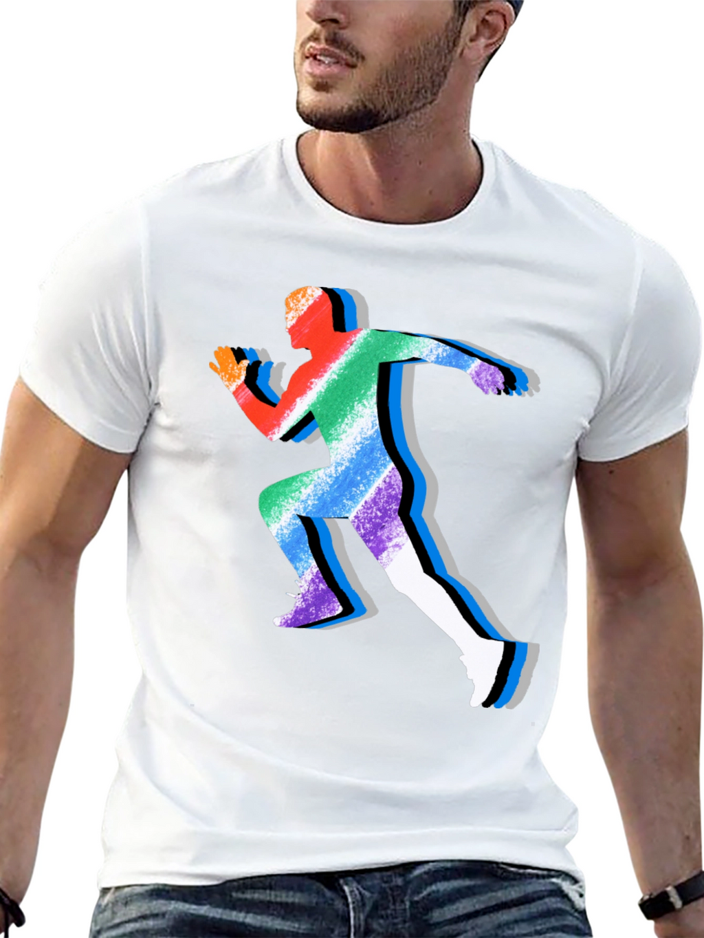Rainbow Runner Graphic Tee - Stylish Athleisure Shirt