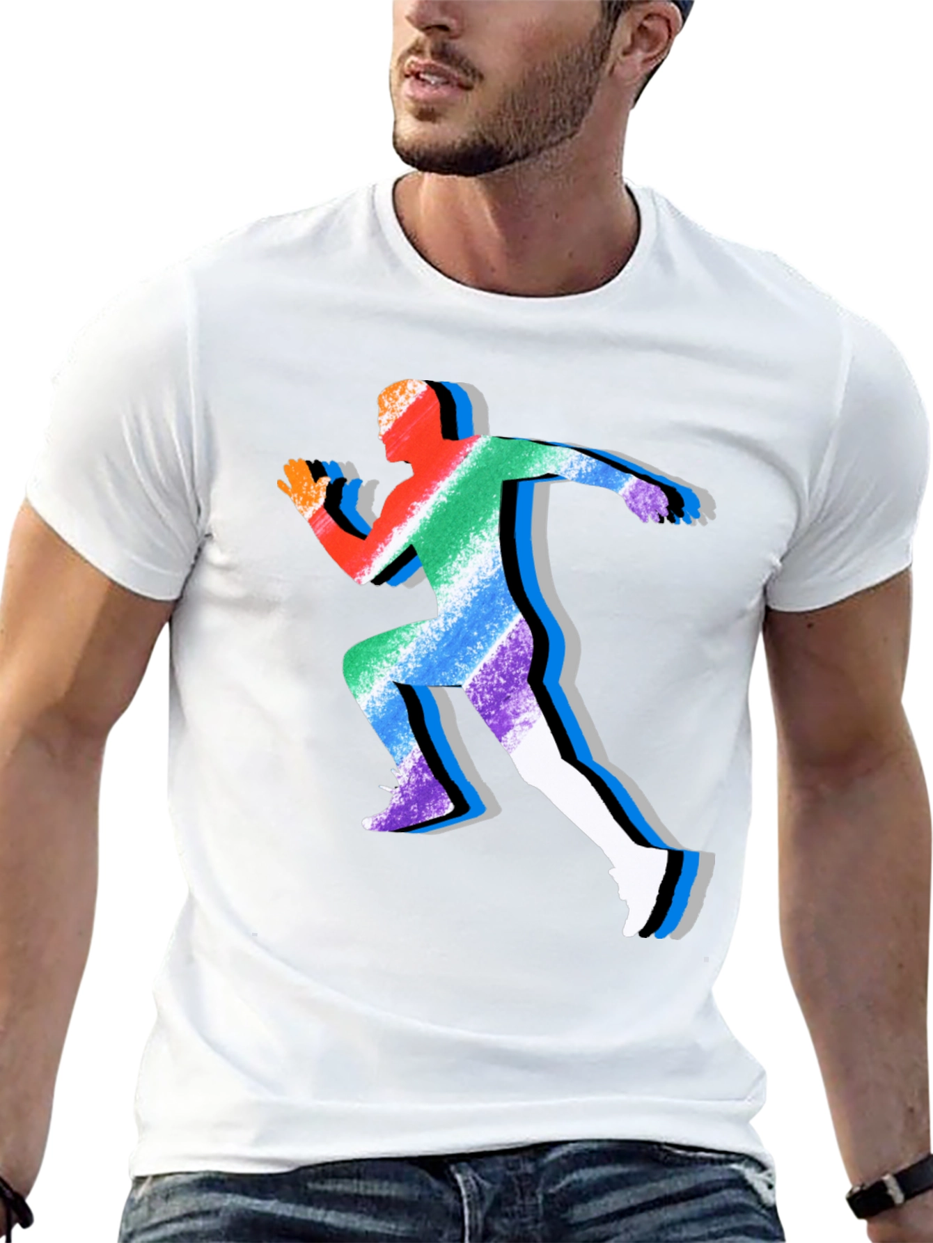 Rainbow Runner Graphic Tee - Stylish Athleisure Shirt