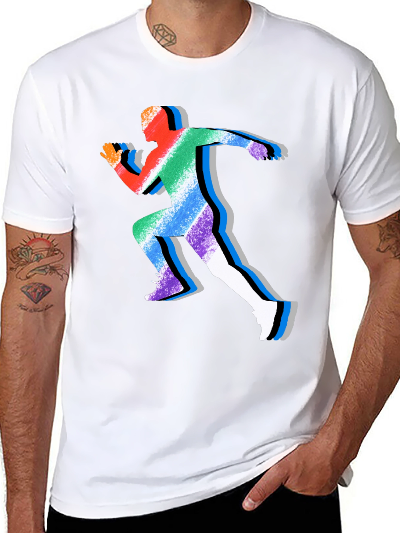 Rainbow Runner Graphic Tee - Stylish Athleisure Shirt