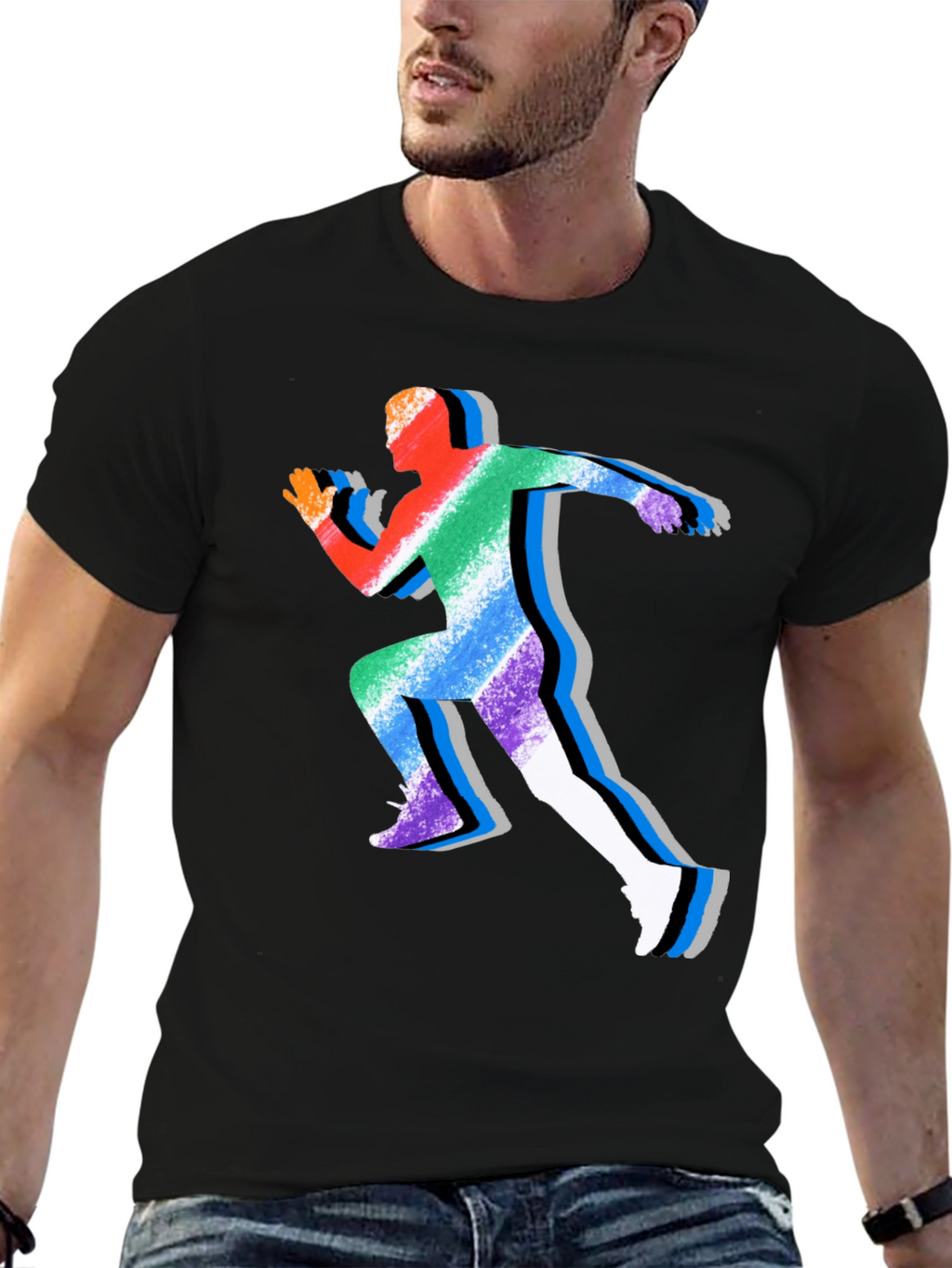 Rainbow Runner Graphic Tee - Stylish Athleisure Shirt