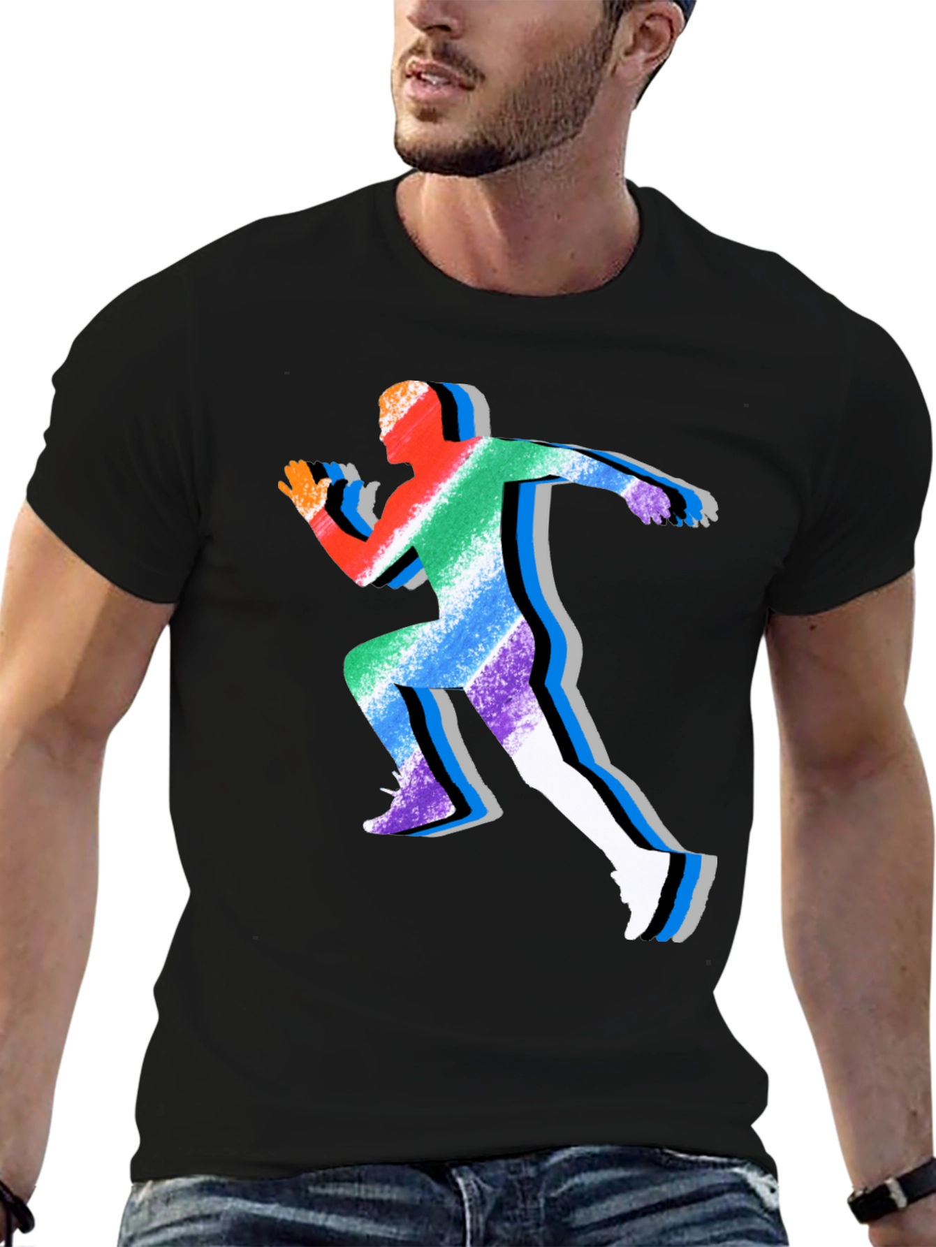 Rainbow Runner Graphic Tee - Stylish Athleisure Shirt