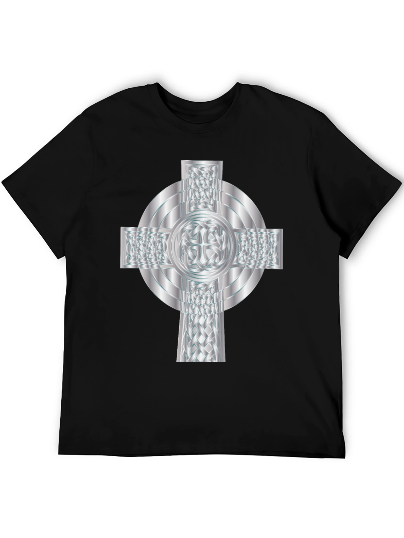 Celtic Cross Graphic Tee - Black Cotton Blend