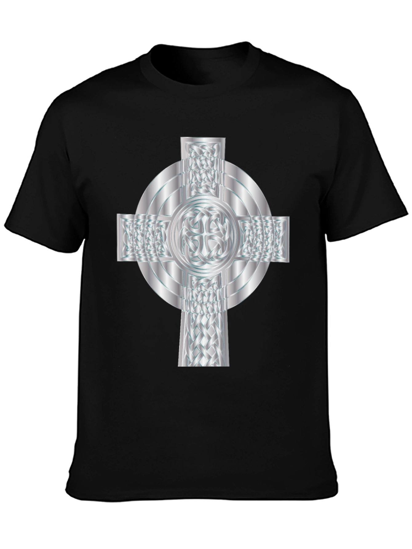 Celtic Cross Graphic Tee - Black Cotton Blend