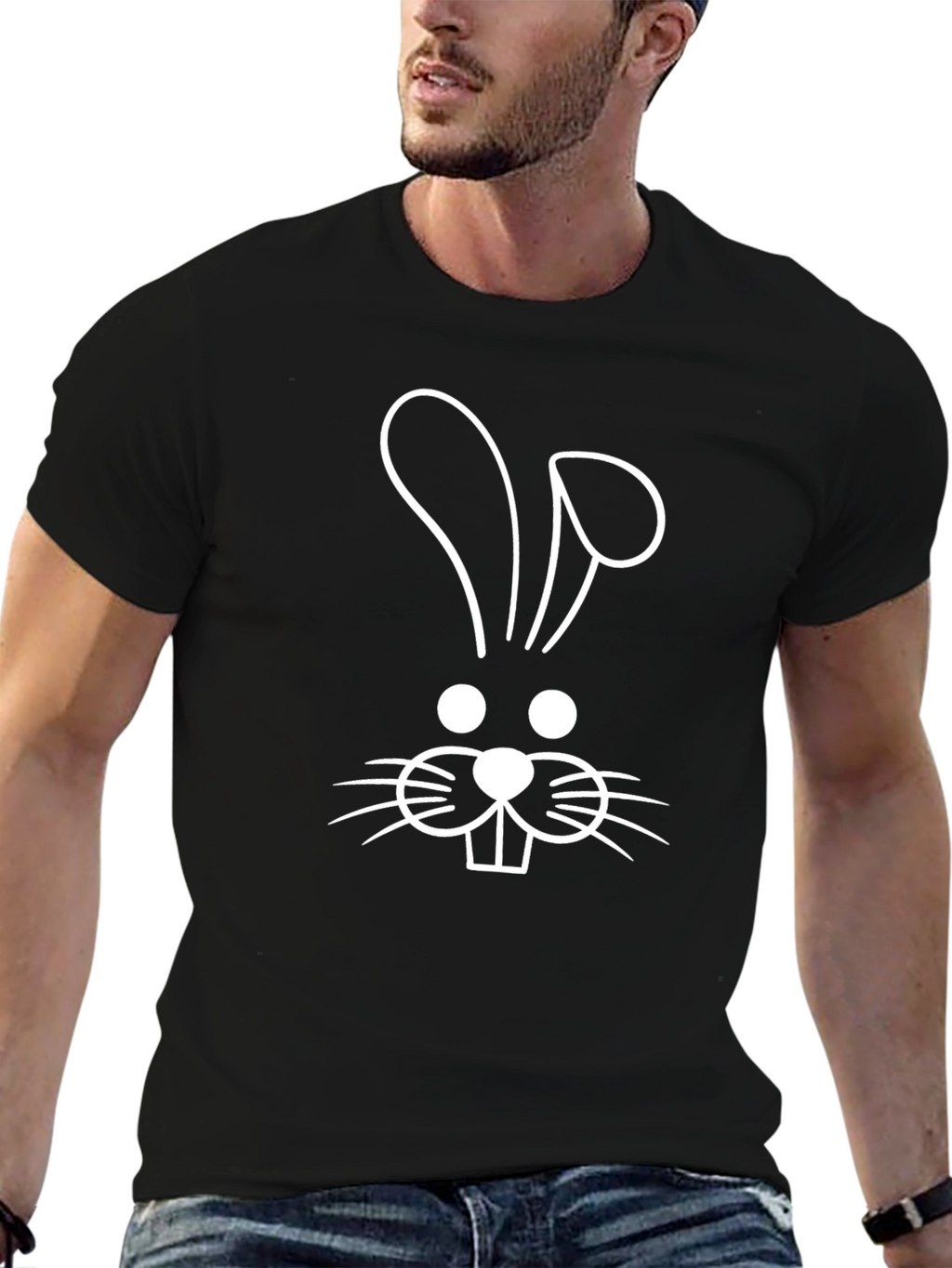 Bunny Face Black T-Shirt
