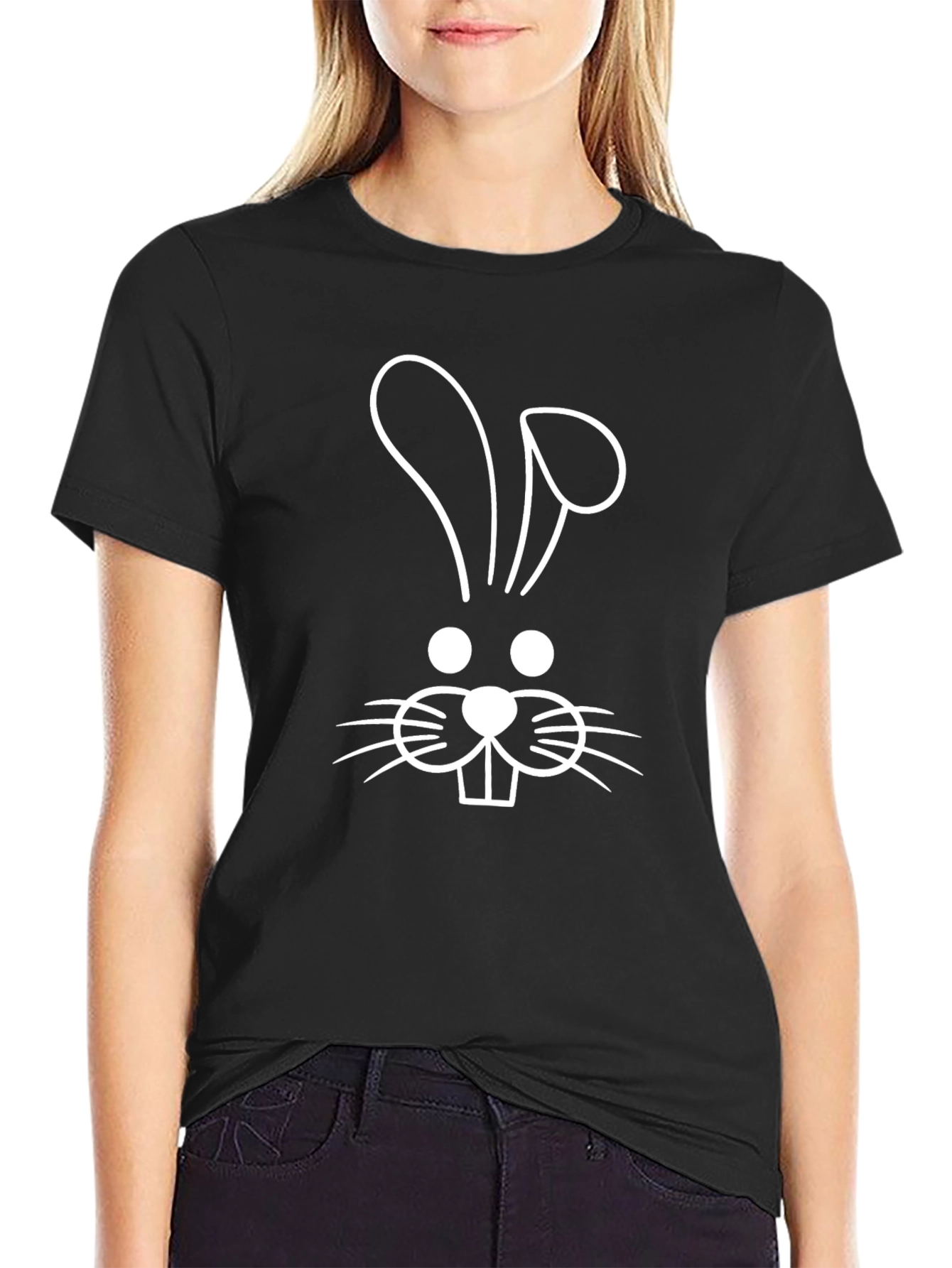 Bunny Face Black T-Shirt