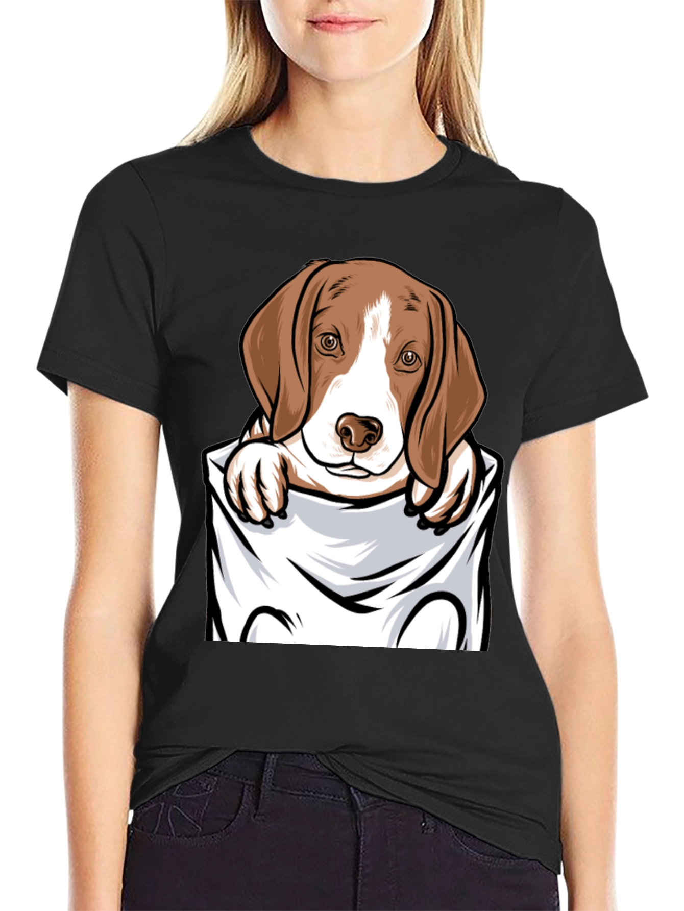 Dog in Pocket Graphic T-Shirt - Cute Pet Lover Tee