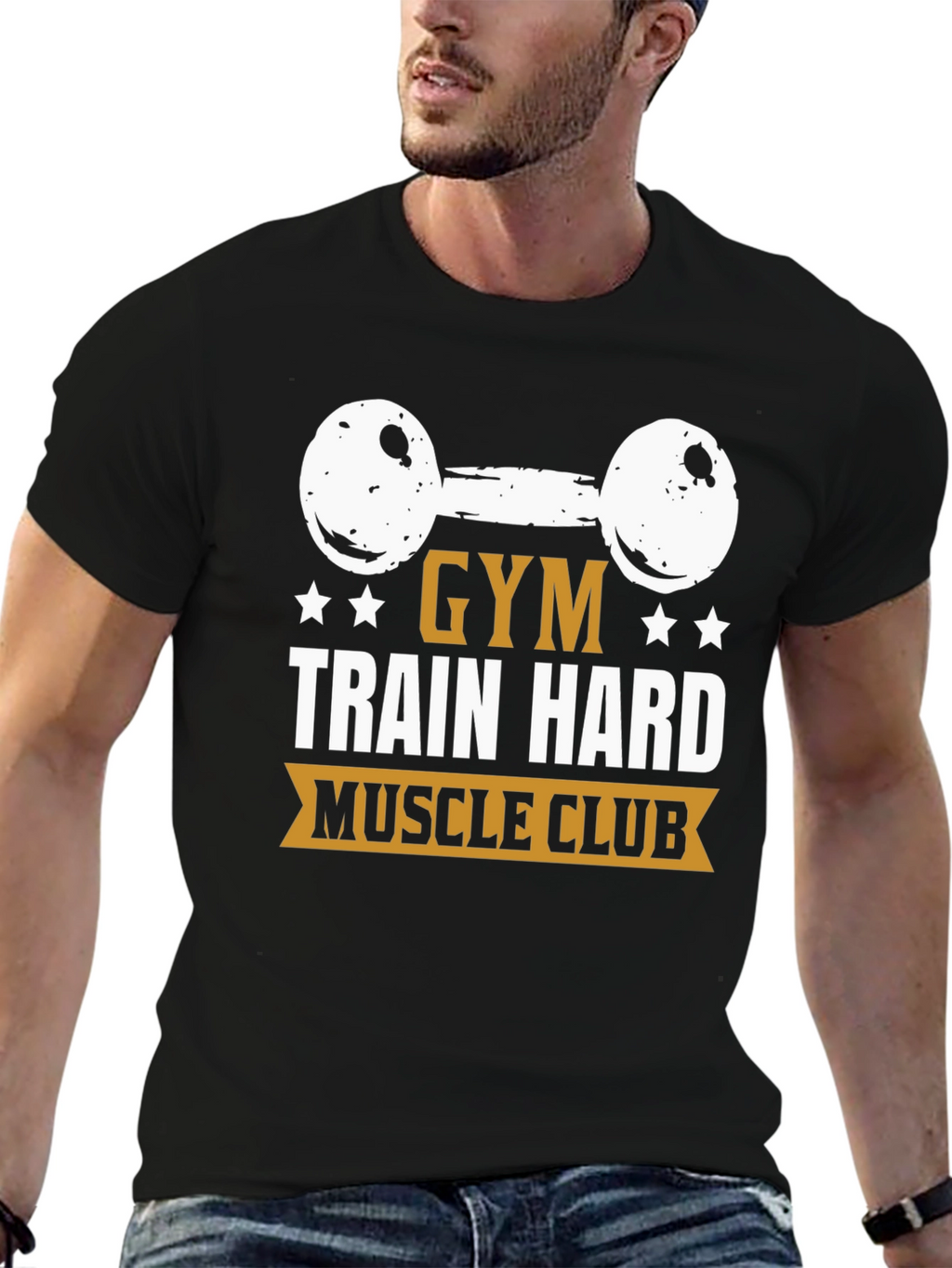 Gym Train Hard Muscle Club Black T-Shirt