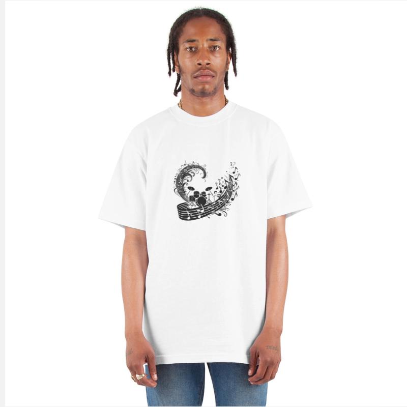 Drums With Floating Music Notes