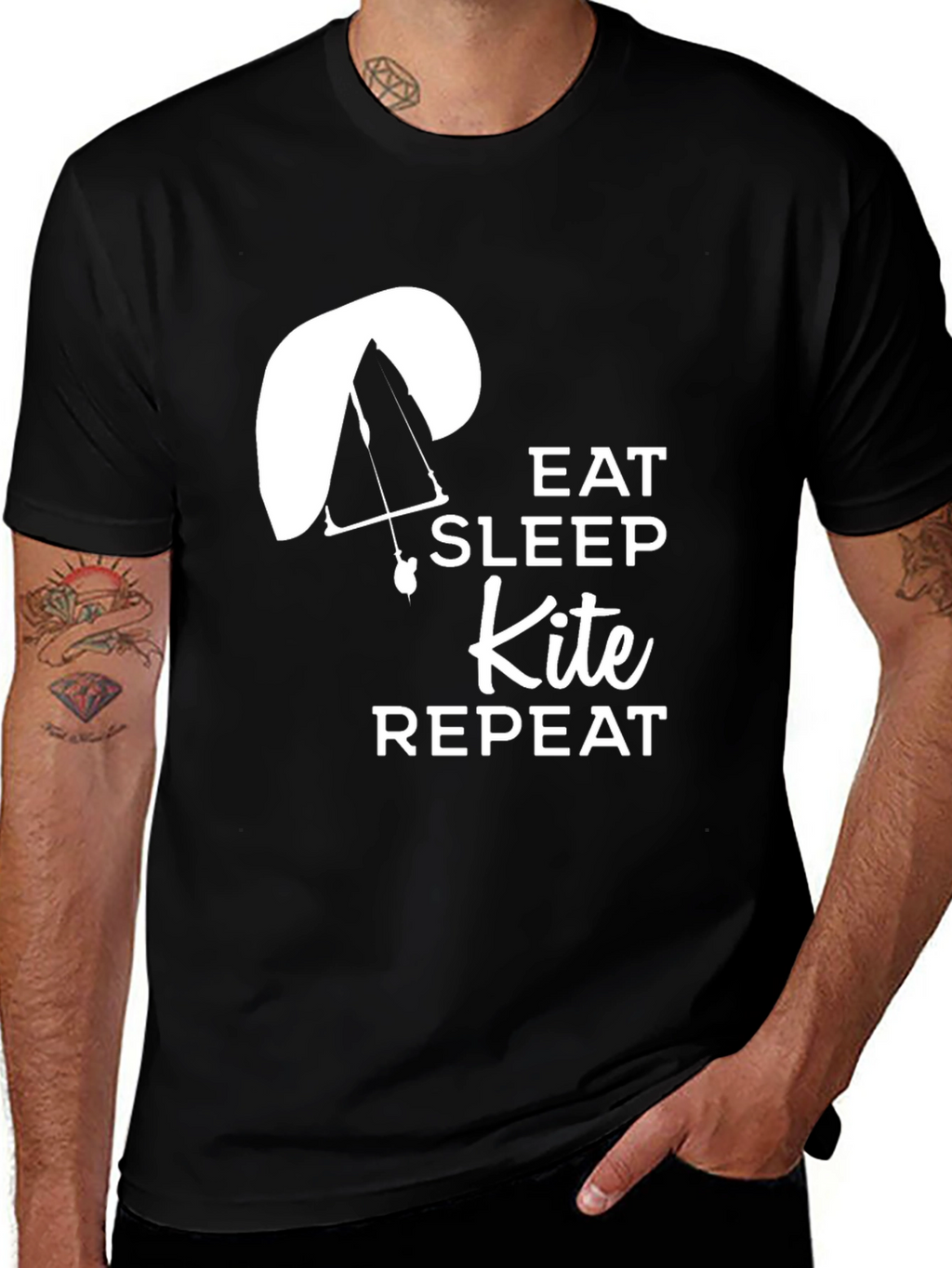 Eat Sleep Kite Repeat T-Shirt - Paragliding Design