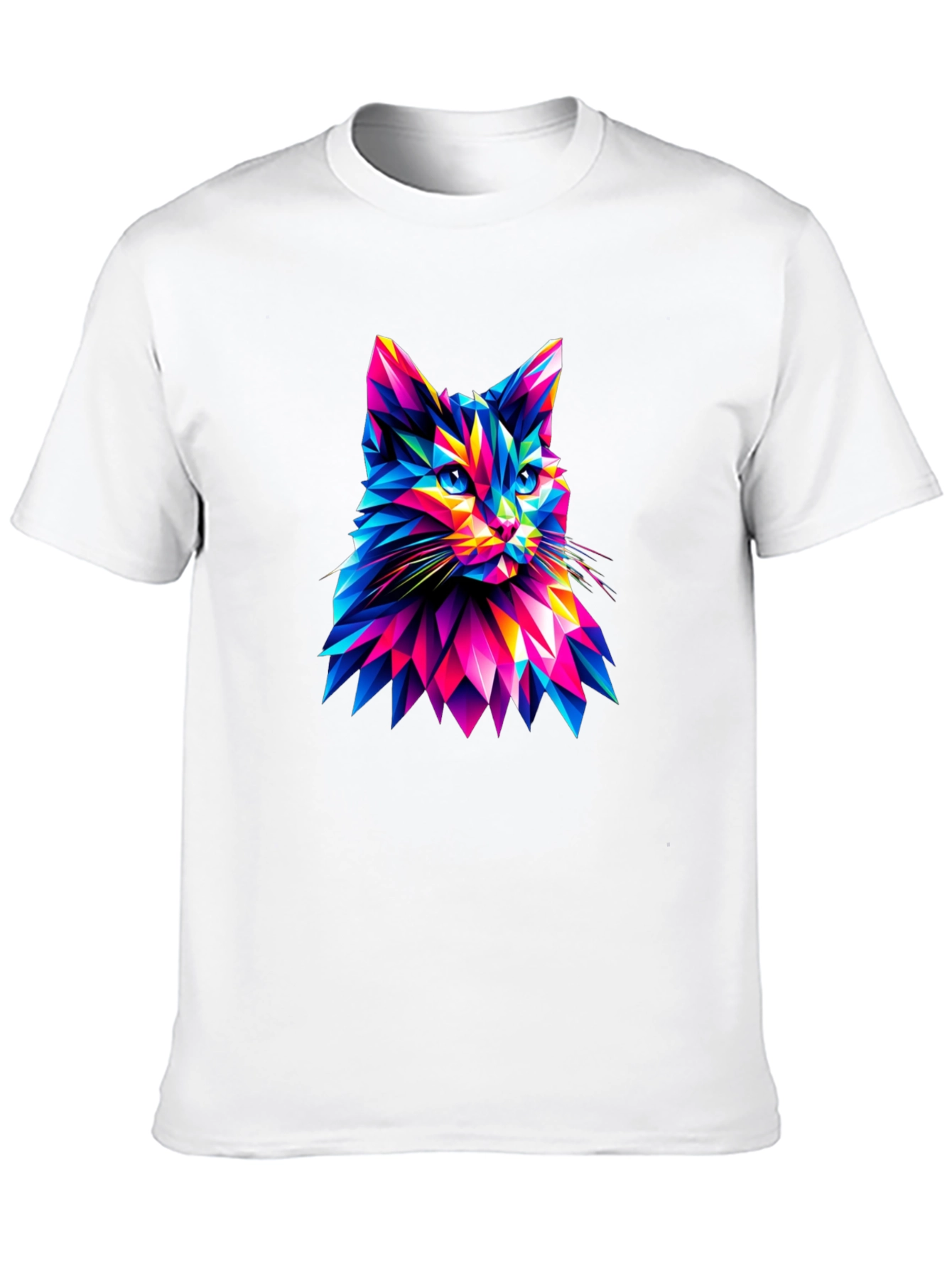 Abstract Geometric Cat Graphic Tee - Black