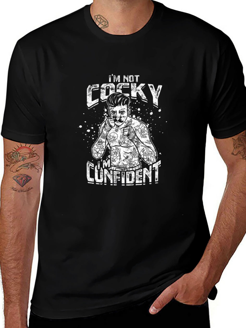Confident Boxer Graphic T-Shirt - Black