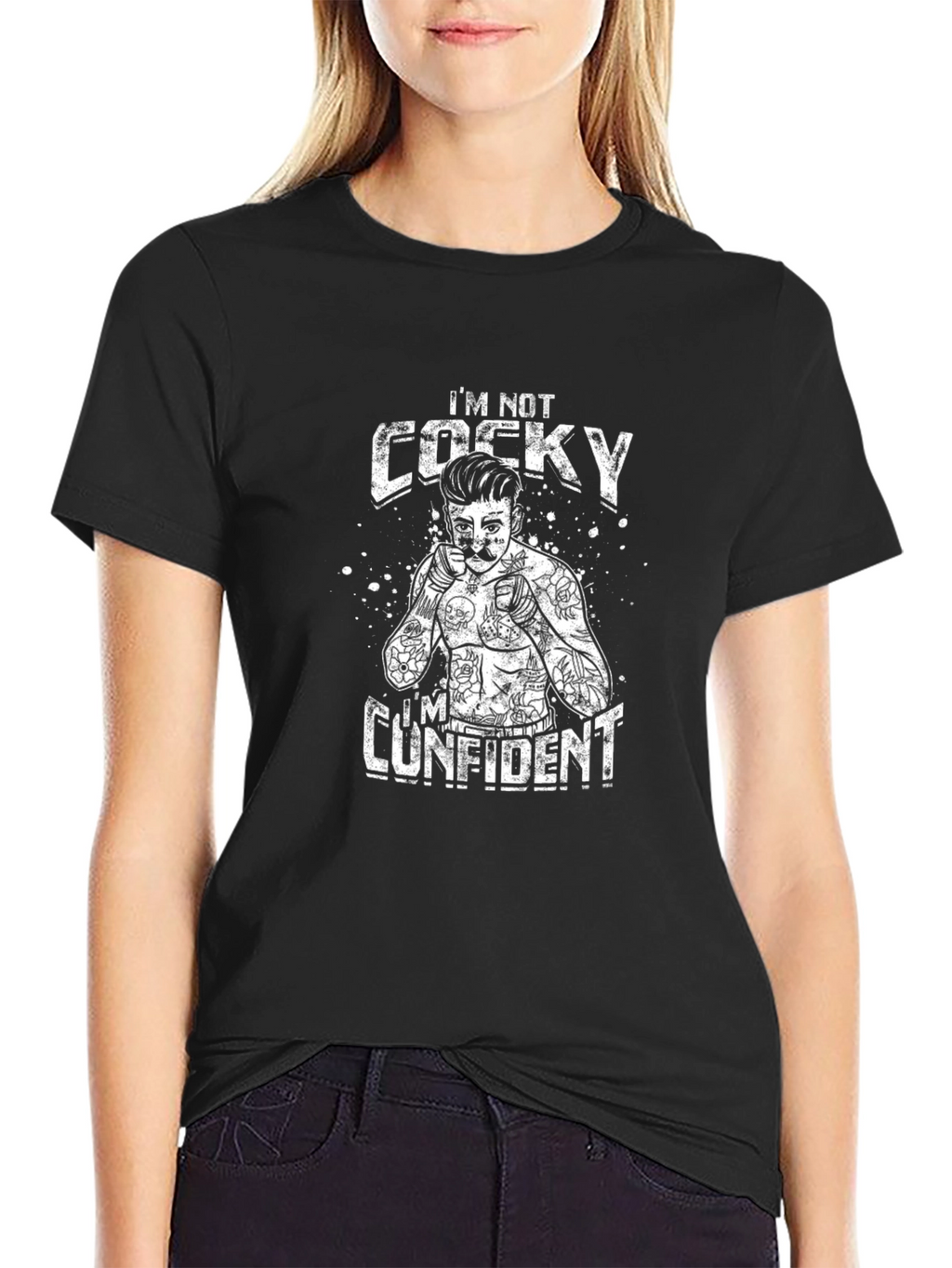 Confident Boxer Graphic T-Shirt - Black