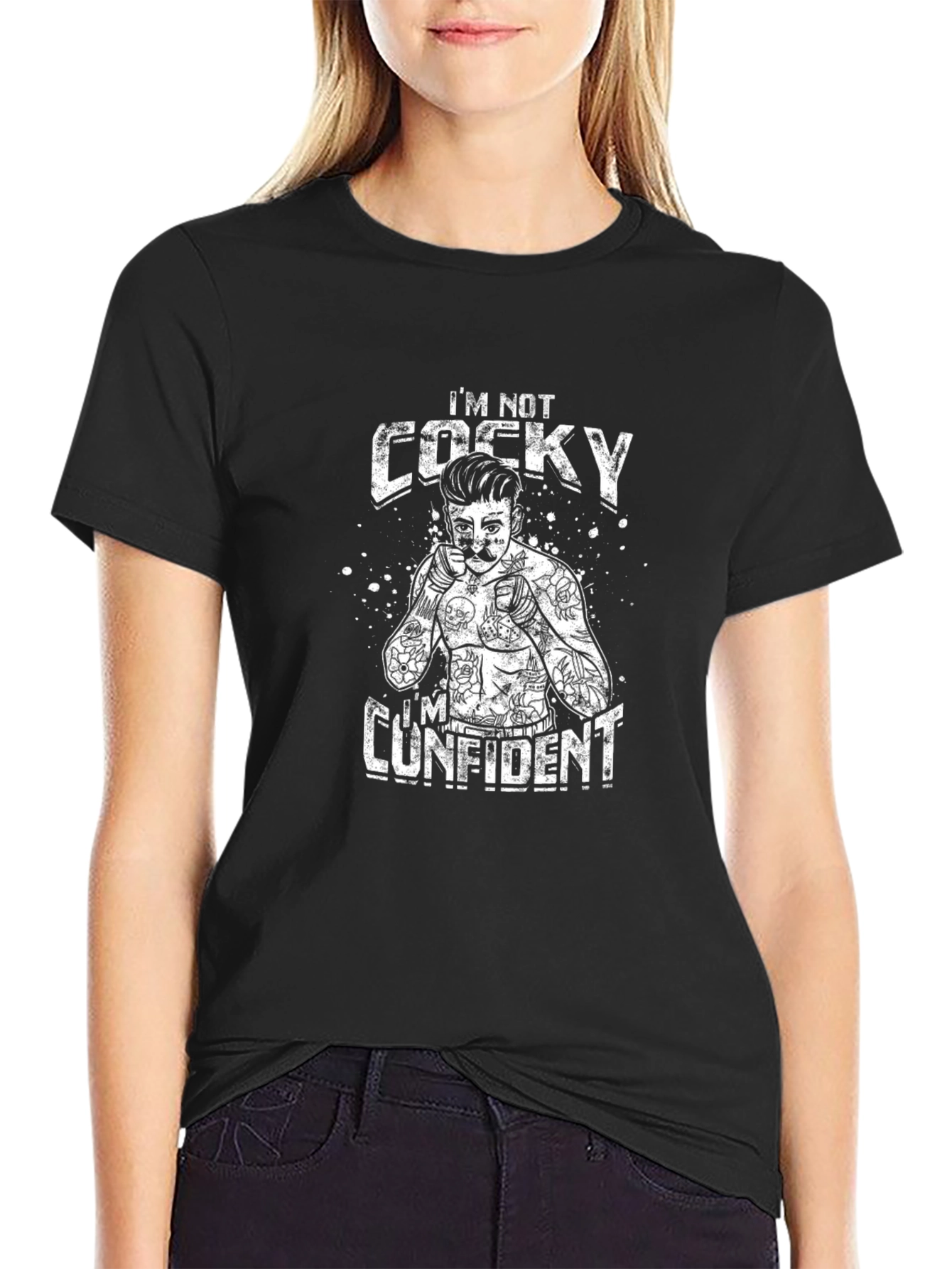 Confident Boxer Graphic T-Shirt - Black