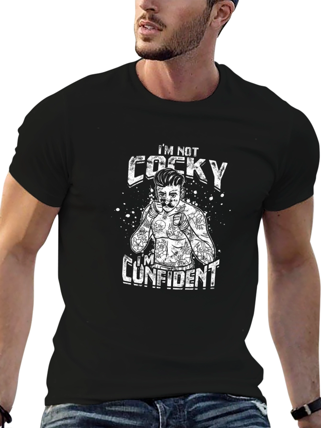 Confident Boxer Graphic T-Shirt - Black