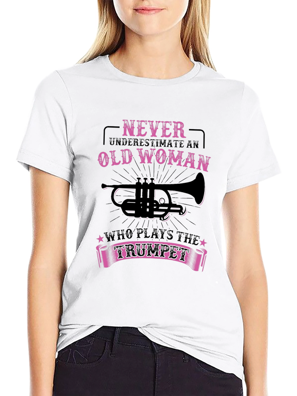 Never Underestimate Old Woman Trumpet T-Shirt