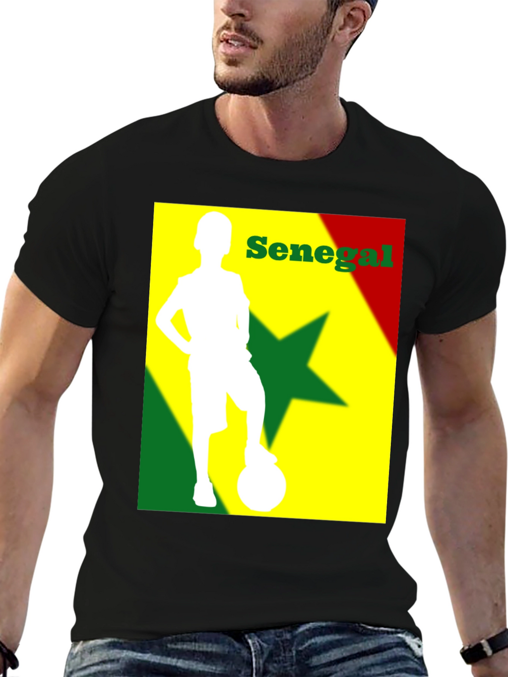 Senegal Soccer T-Shirt - Black Cotton Tee