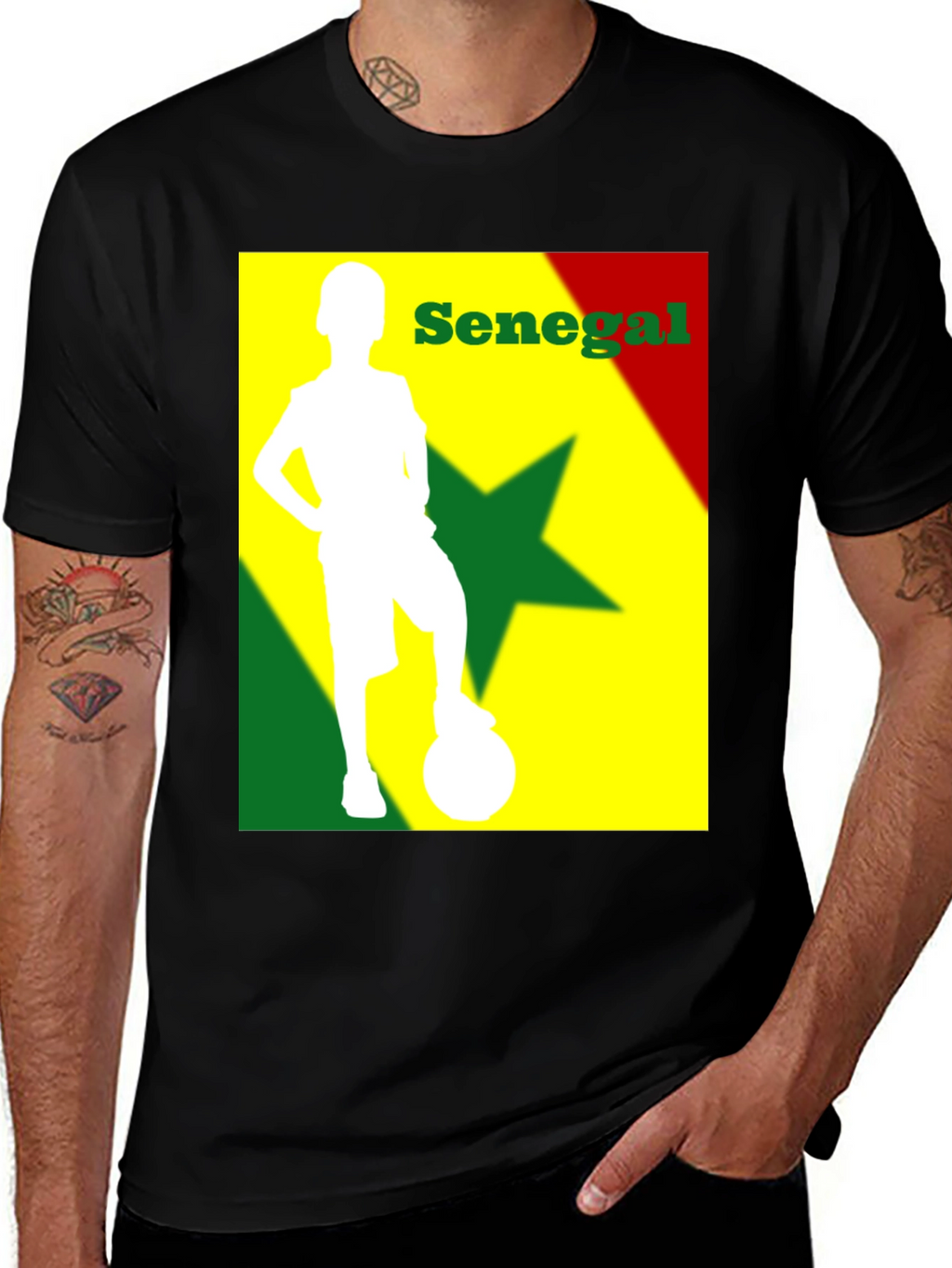 Senegal Soccer T-Shirt - Black Cotton Tee