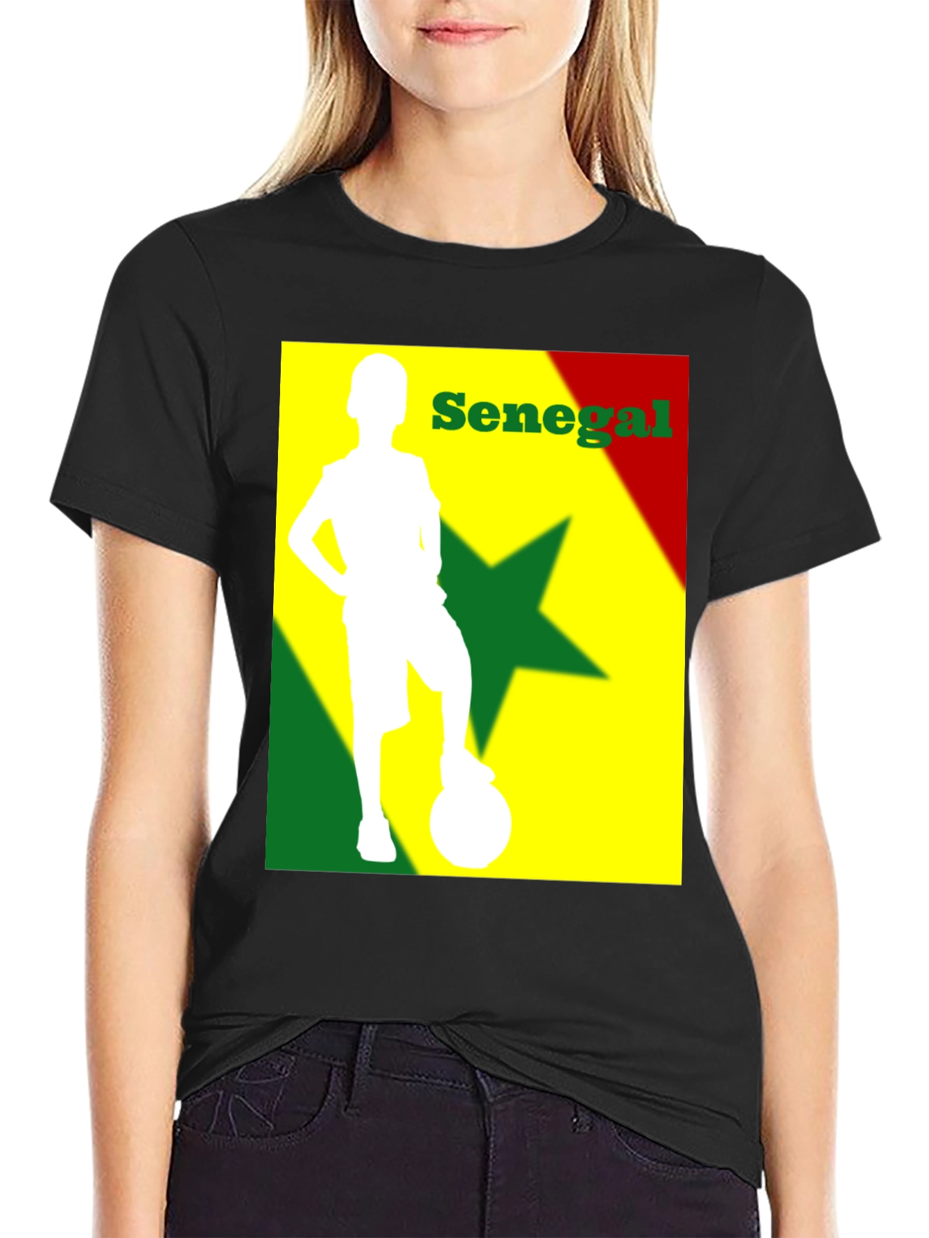 Senegal Soccer T-Shirt - Black Cotton Tee