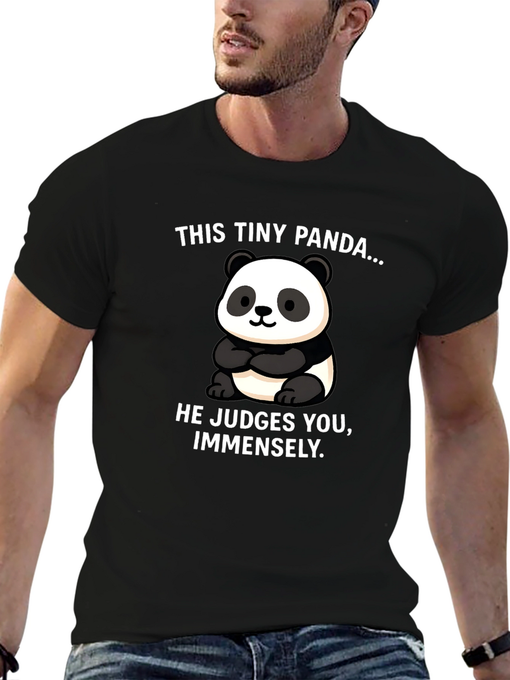 Funny Panda T-Shirt: He Judges You Immensely