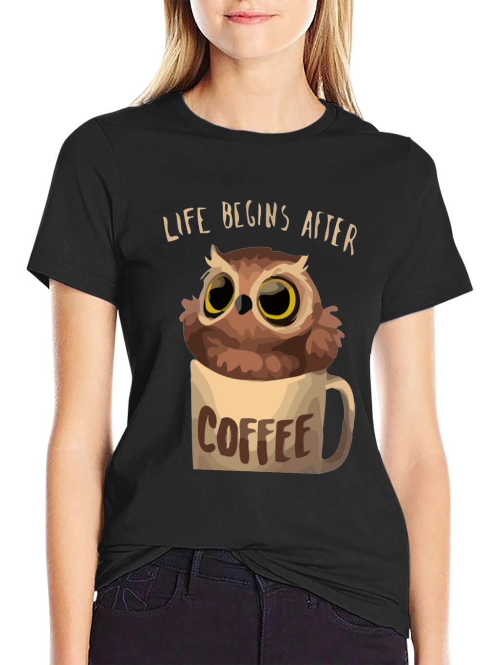 Life Begins After Coffee Owl T-Shirt