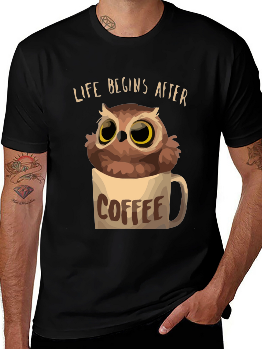 Life Begins After Coffee Owl T-Shirt