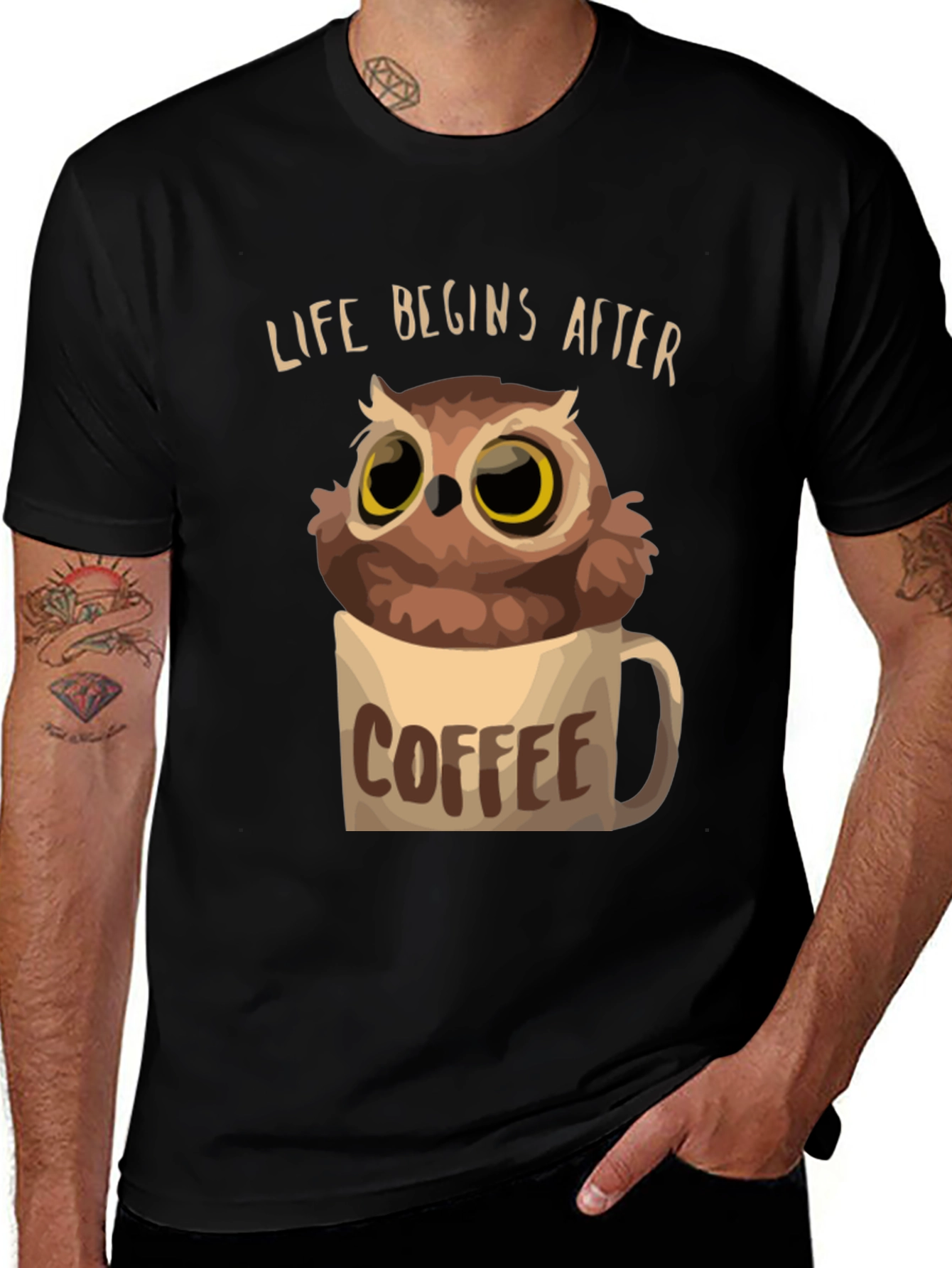 Life Begins After Coffee Owl T-Shirt