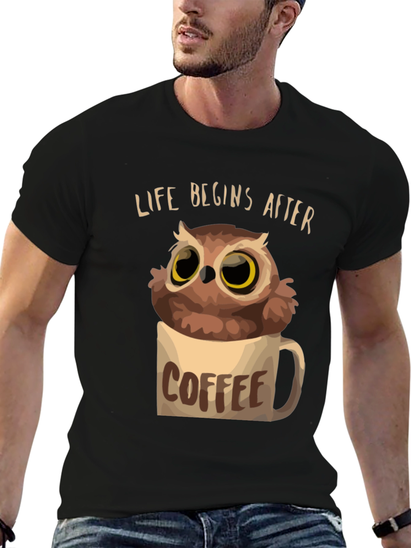 Life Begins After Coffee Owl T-Shirt
