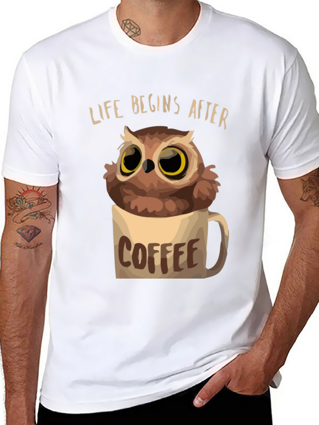 Life Begins After Coffee Owl T-Shirt