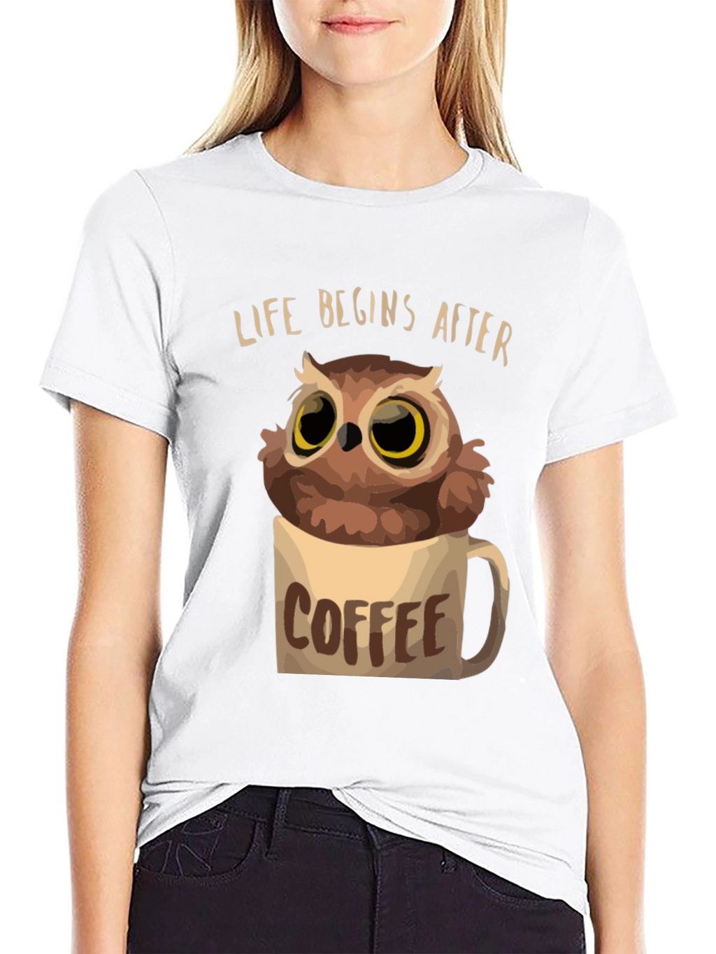 Life Begins After Coffee Owl T-Shirt