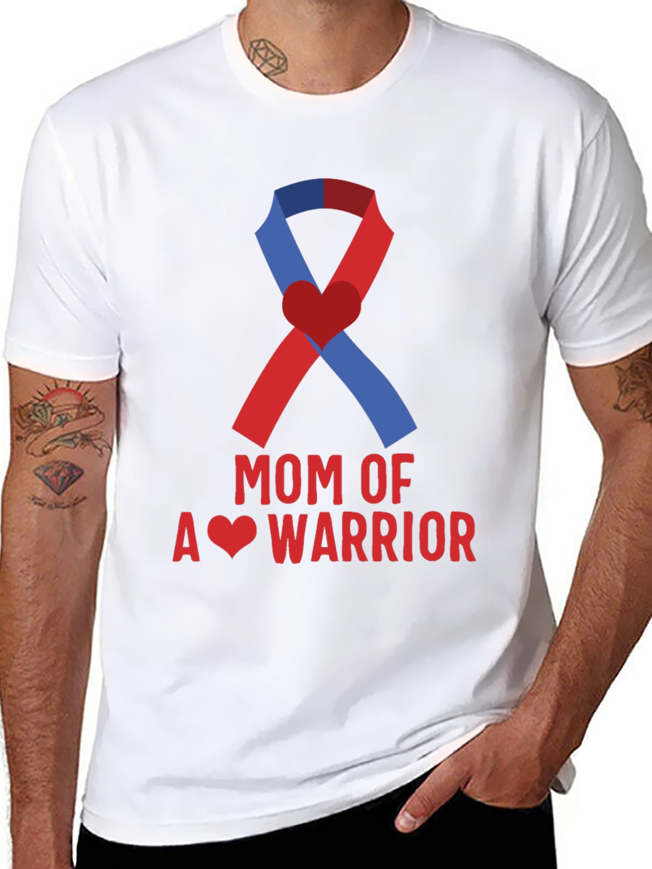 Mom of a Warrior Ribbon Graphic T-Shirt