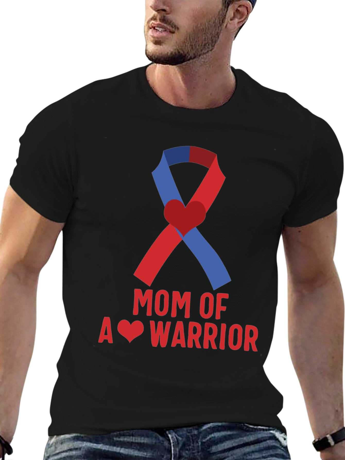 Mom of a Warrior Ribbon Graphic T-Shirt