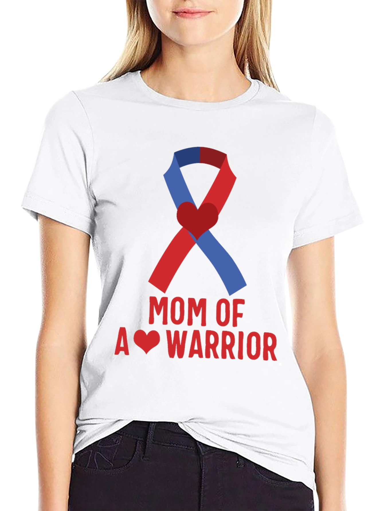 Mom of a Warrior Ribbon Graphic T-Shirt