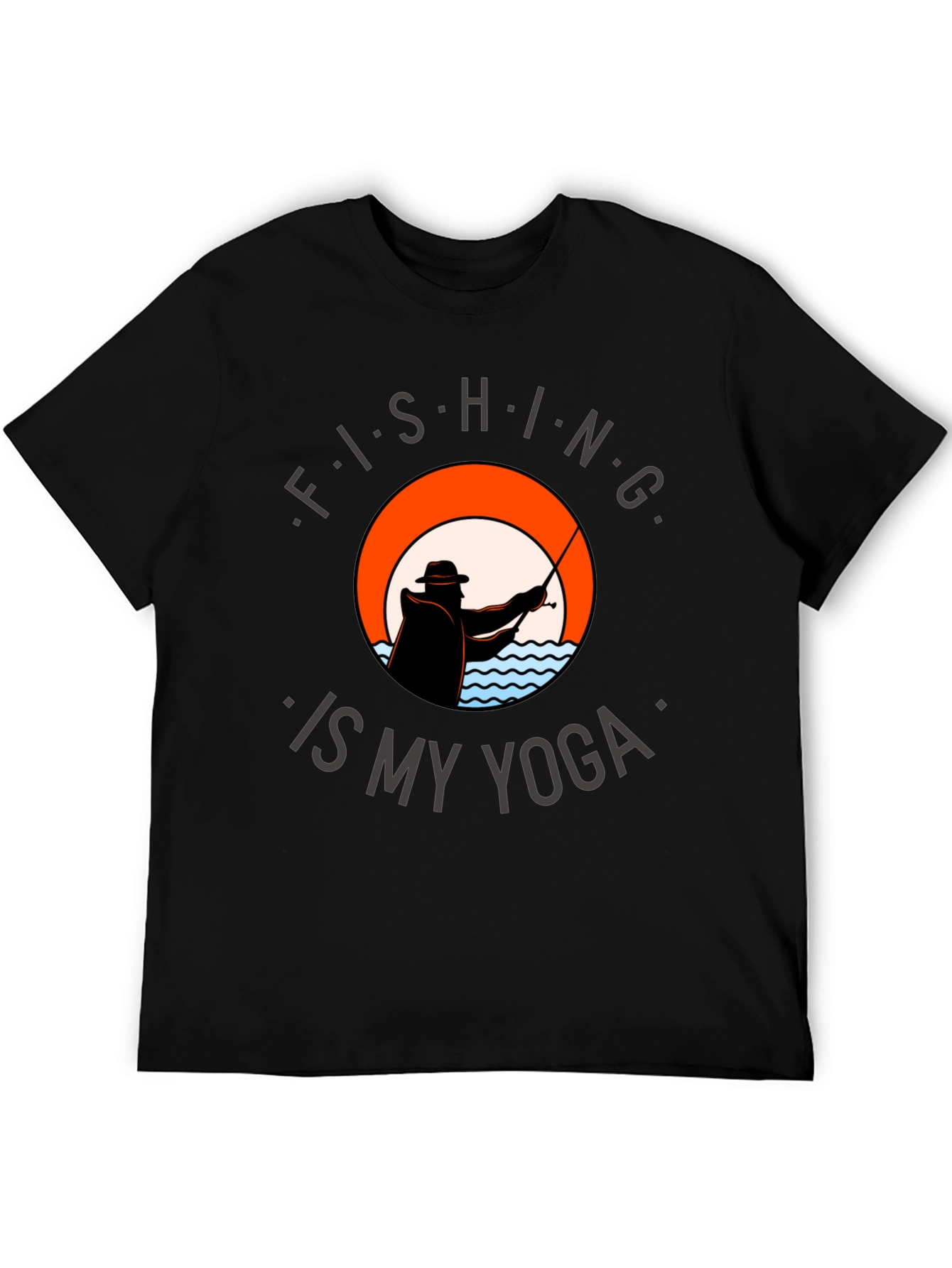 Fishing Is My Yoga Tee - Black Graphic T-Shirt