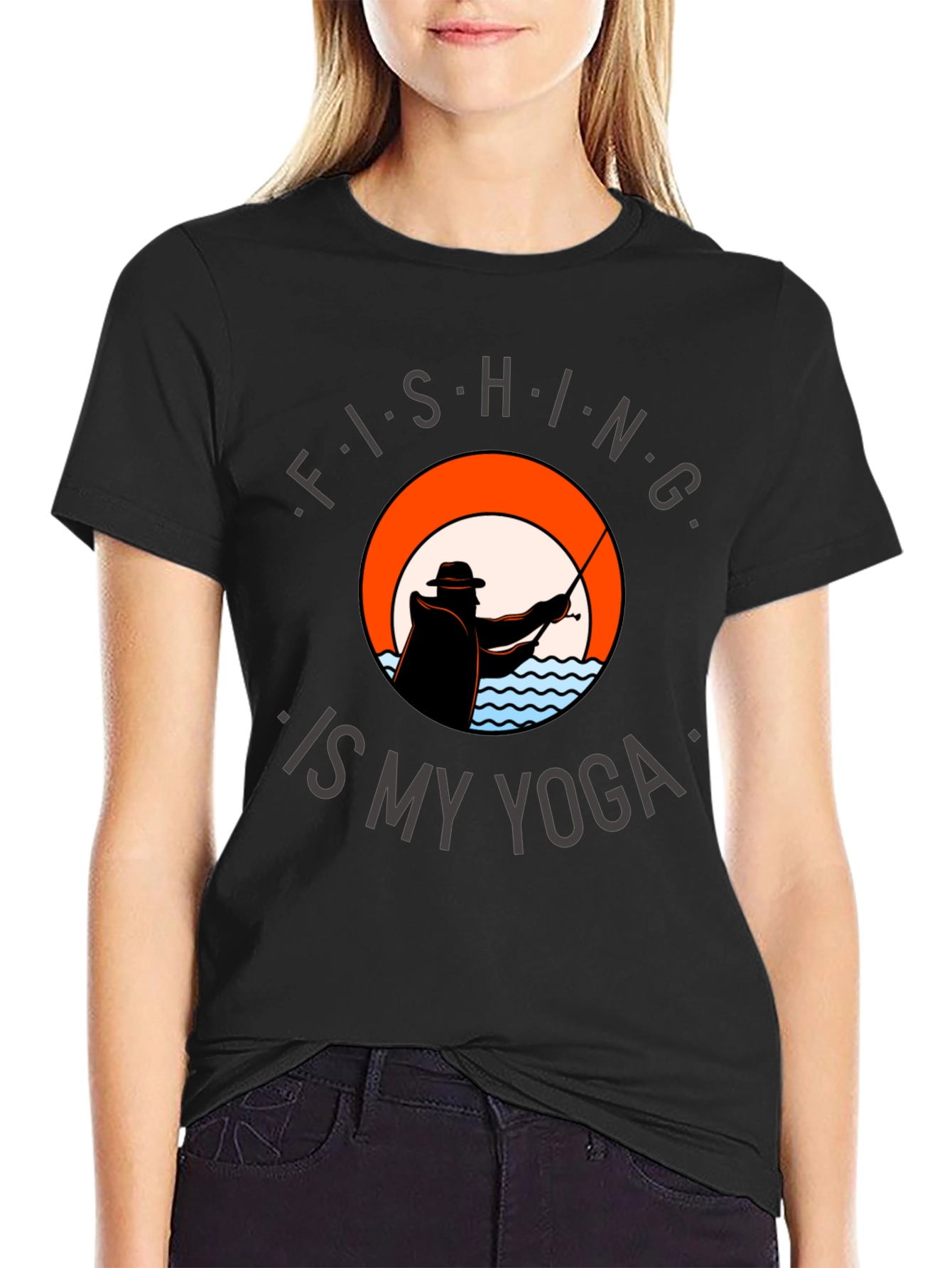 Fishing Is My Yoga Tee - Black Graphic T-Shirt