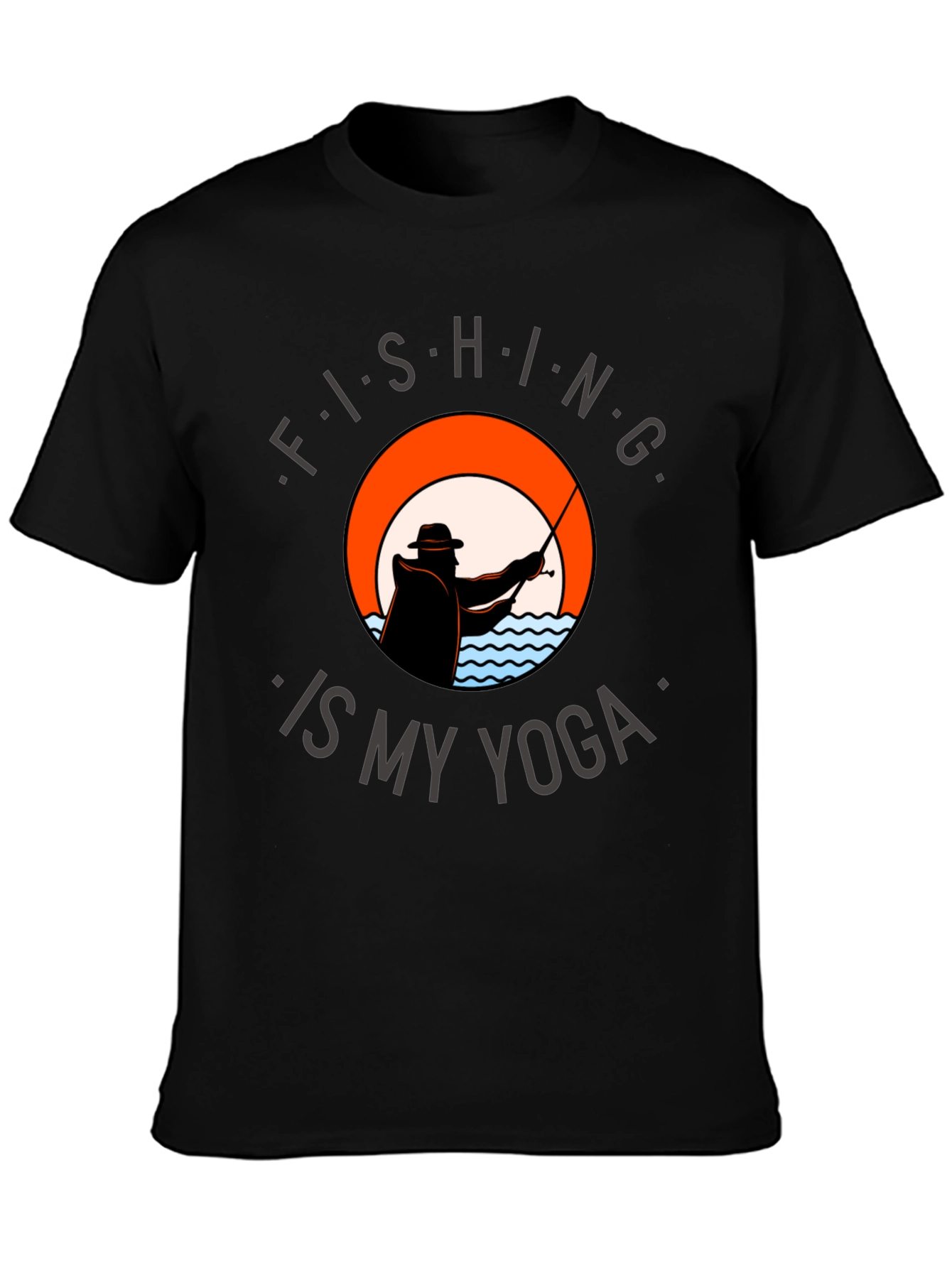 Fishing Is My Yoga Tee - Black Graphic T-Shirt