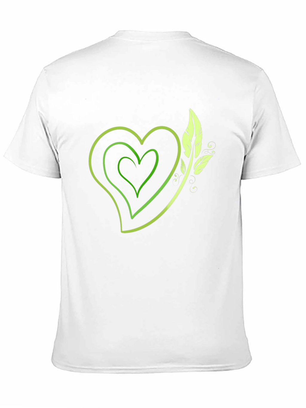 Green Heart & Leaf Graphic Black T-Shirt