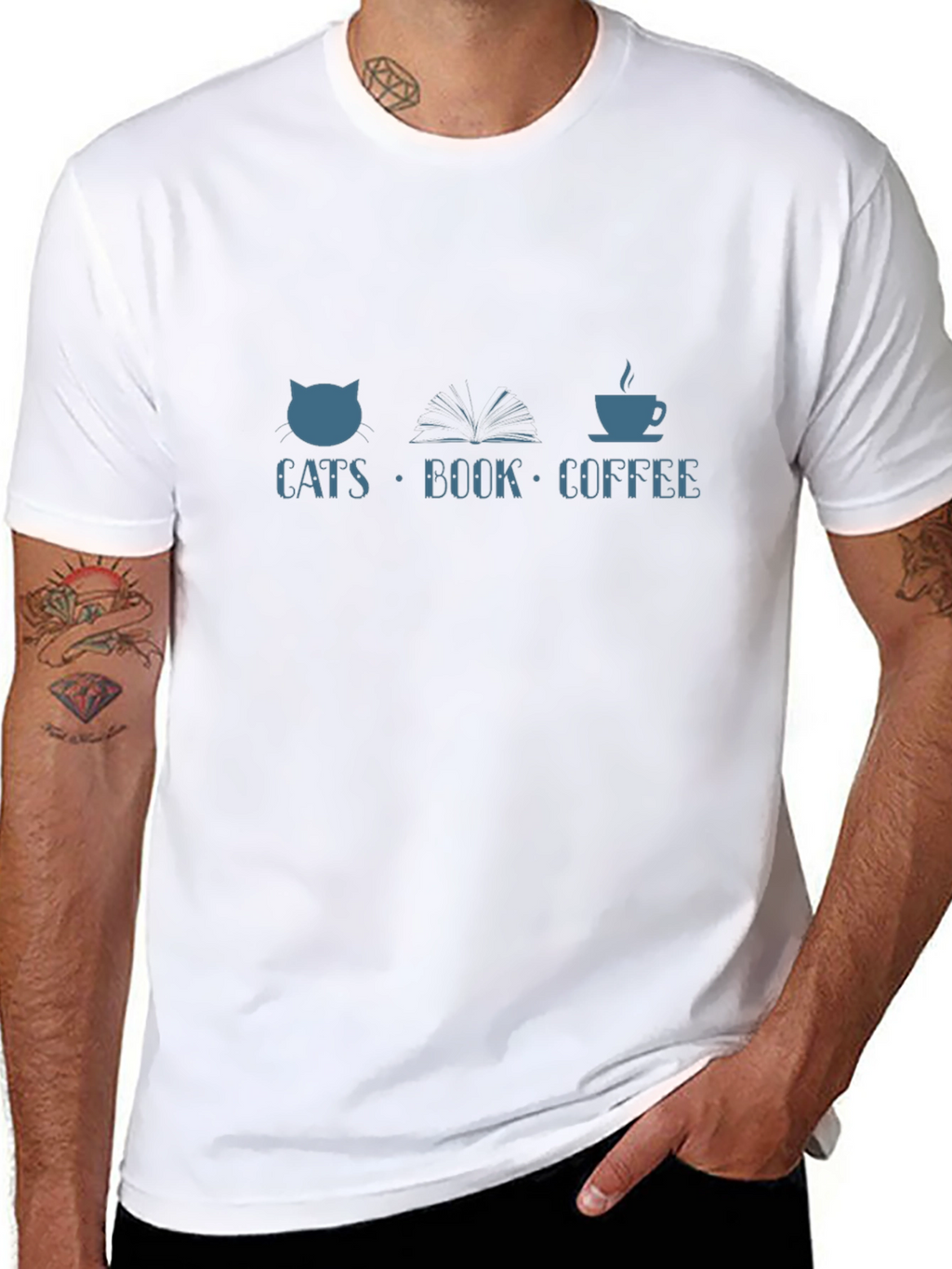 Cats Book Coffee T-Shirt