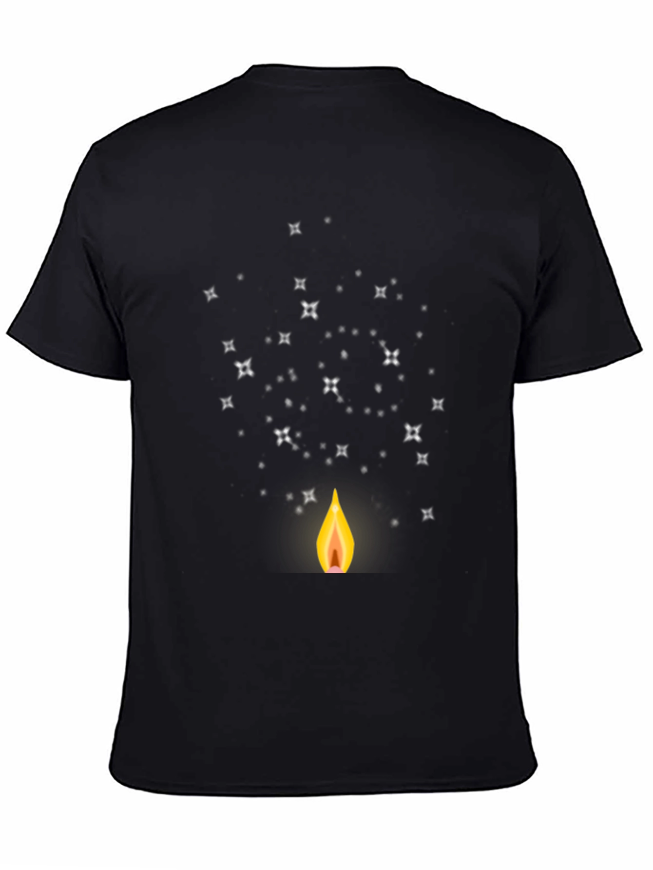 Mens Black Graphic Tee - Candle & Stars Design
