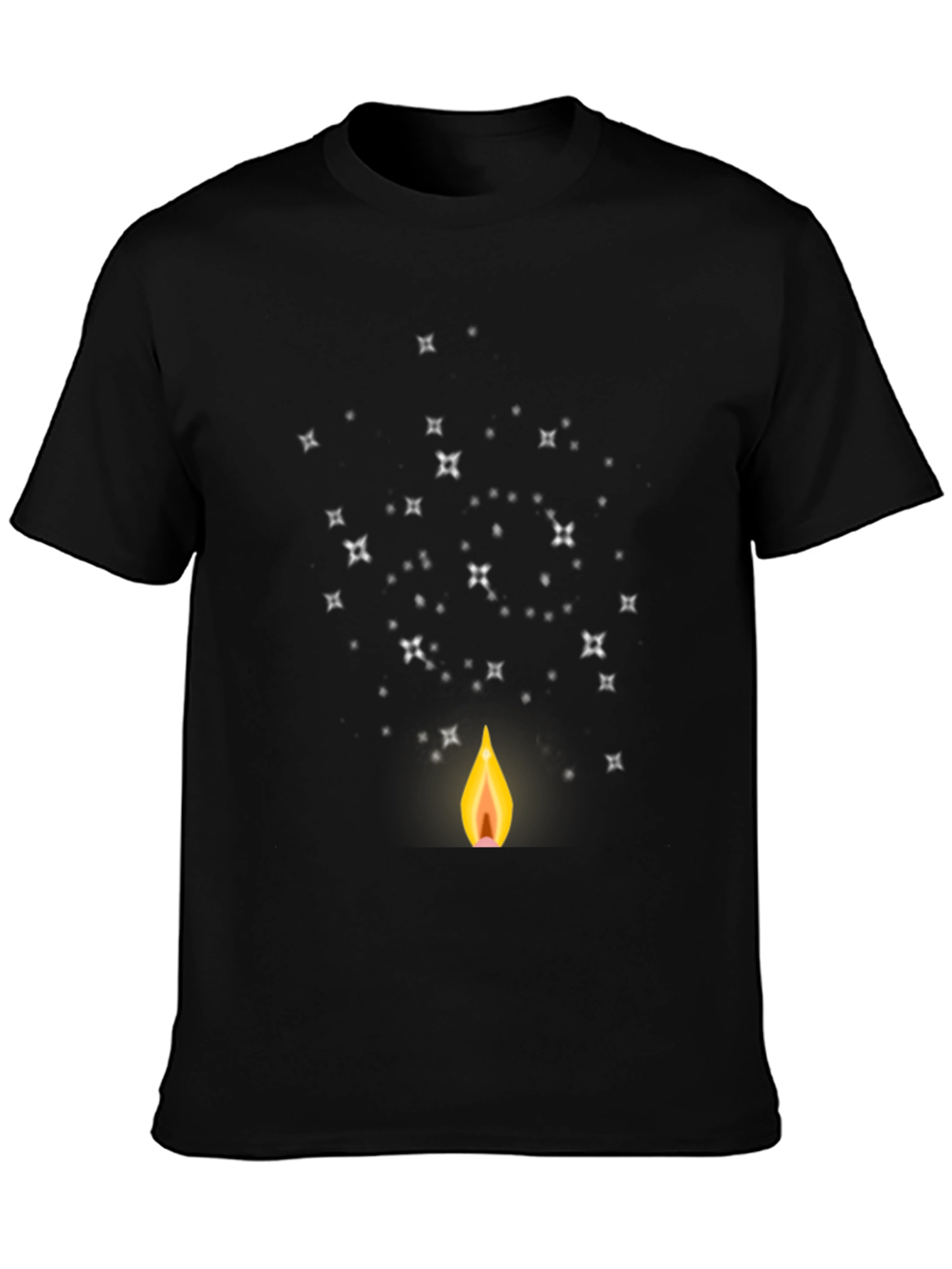 Mens Black Graphic Tee - Candle & Stars Design