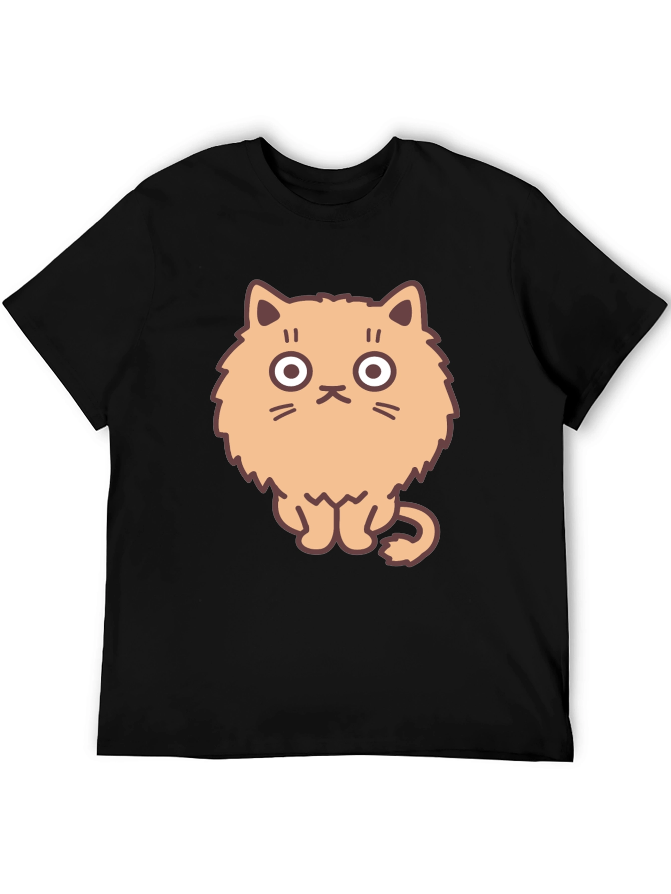 Cartoon Cat Graphic Tee - Mens Black T-Shirt