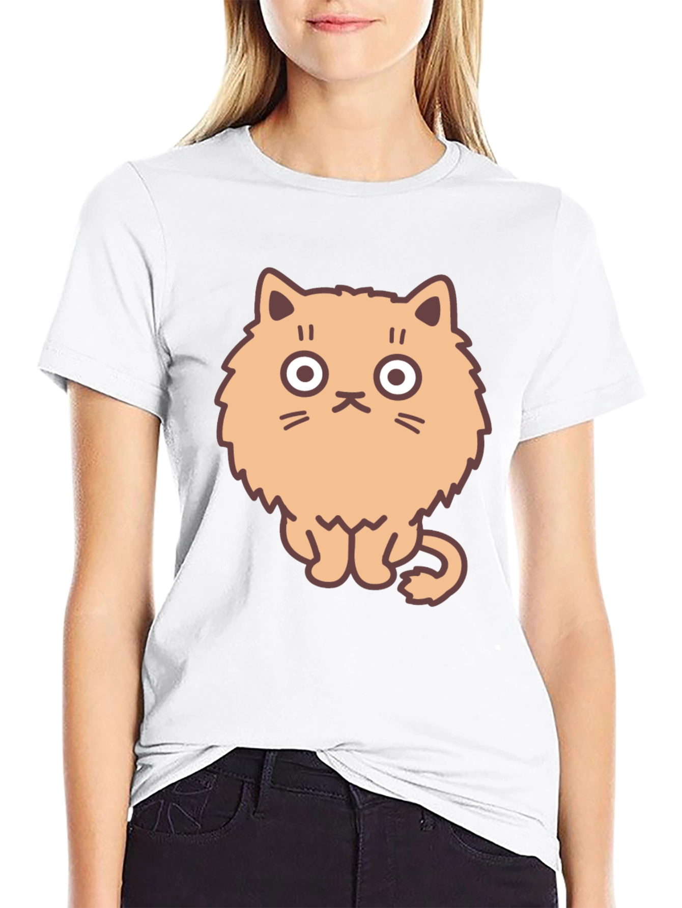 Cartoon Cat Graphic Tee - Mens Black T-Shirt